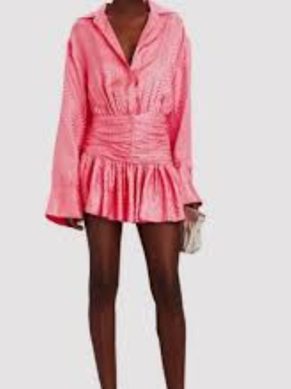 Ronny Kobo Collection Pink Satin Ruched Mini Dress